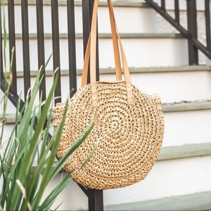 Rattan Raffia Woven Bag Tote NWOT